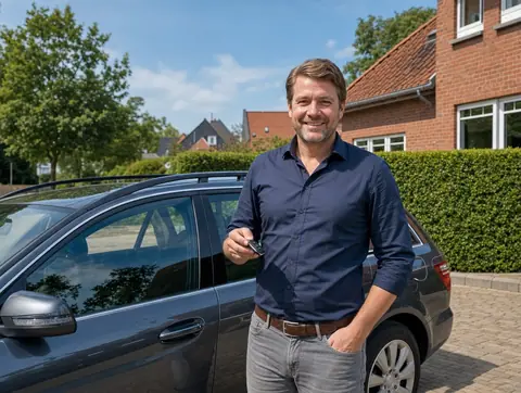 Verkäufer aus Saalfeld mit dem verkauften Fahrzeug